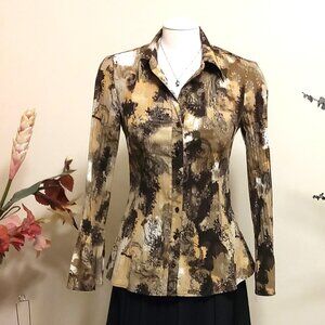 NWOT Fred David Women’s Long Sleeve Loose Shirts Pleated Blouses Tops Office